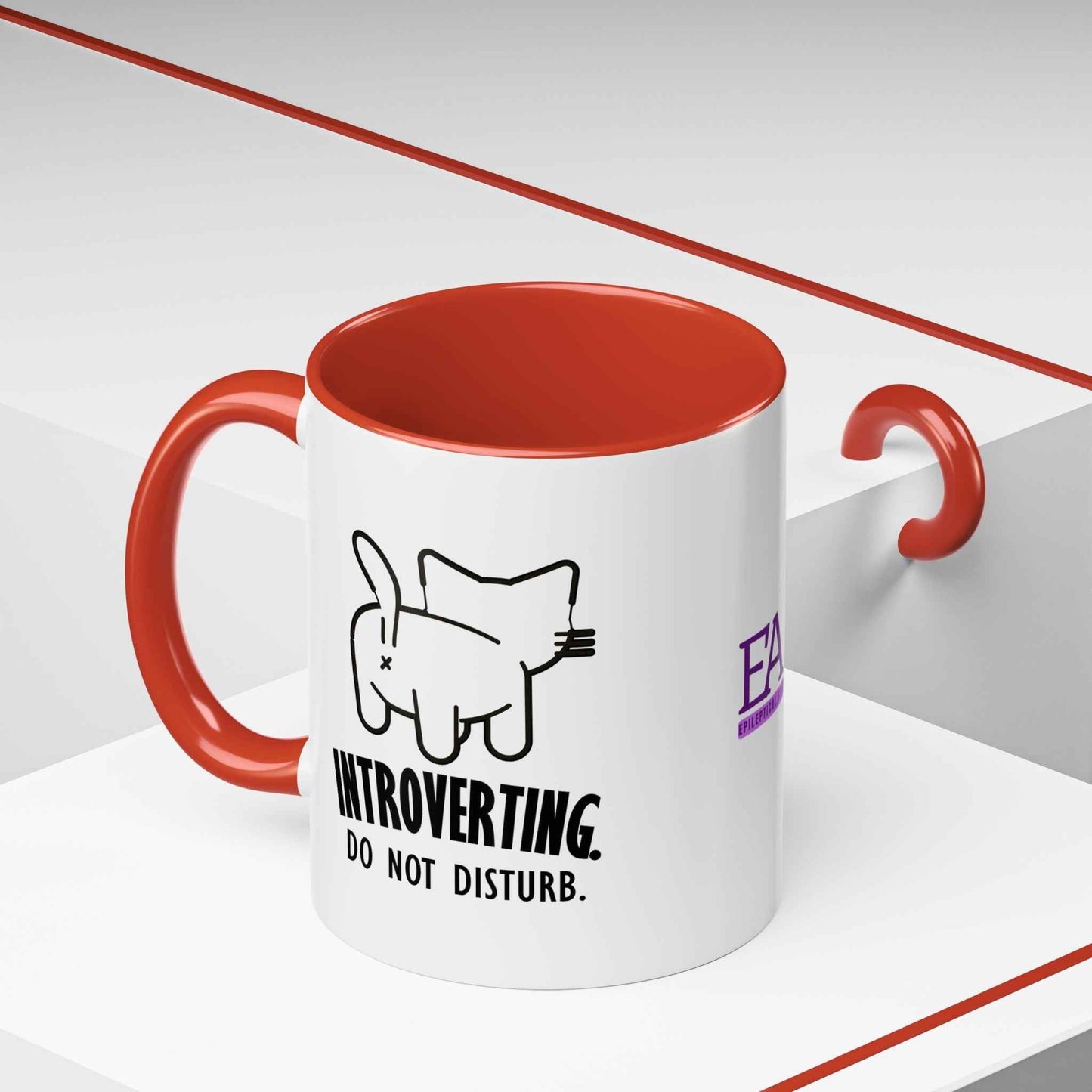 Introverting. Do Not Disturb. Two-Tone Cat Coffee Mug (11oz & 15oz)