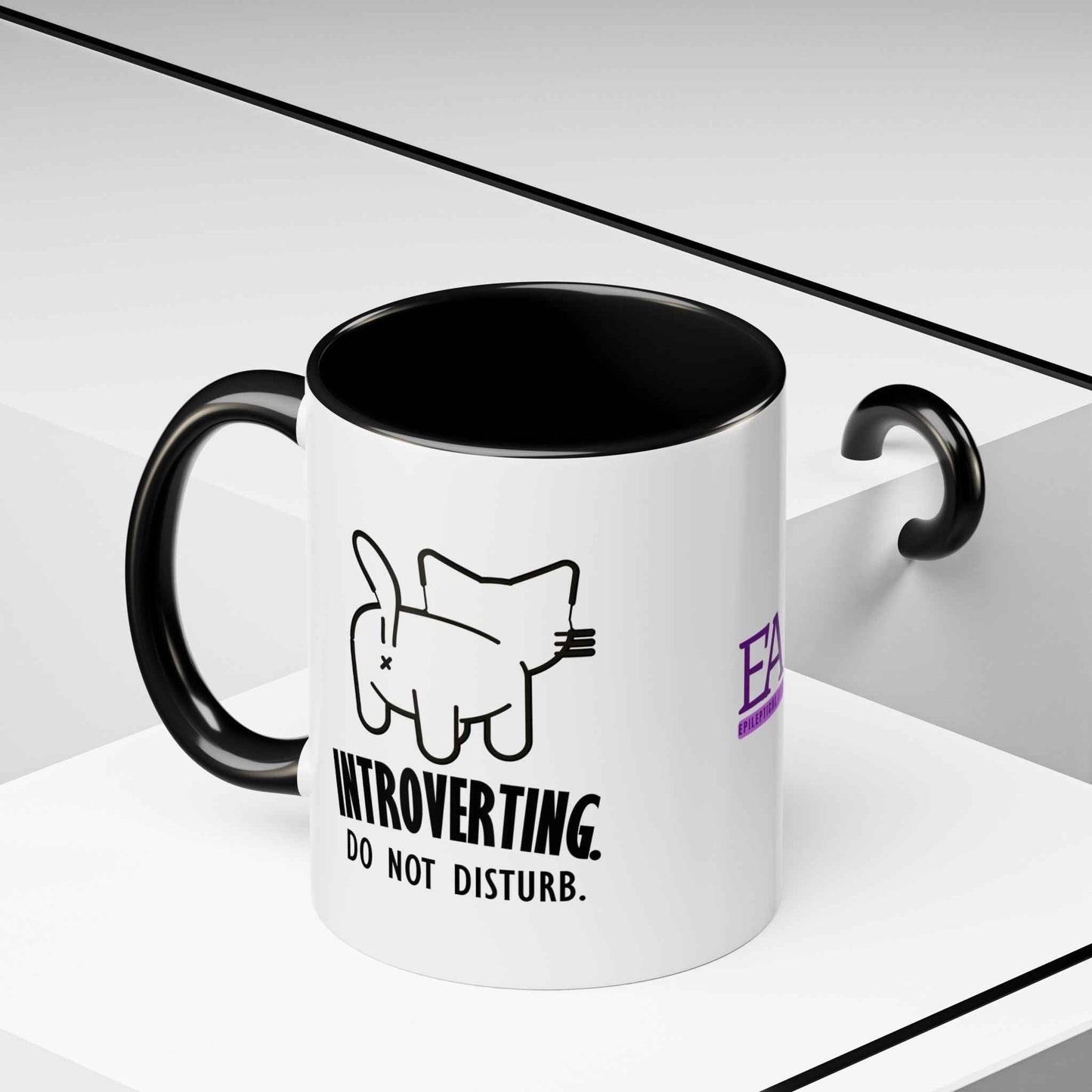 Introverting. Do Not Disturb. Two-Tone Cat Coffee Mug (11oz & 15oz)